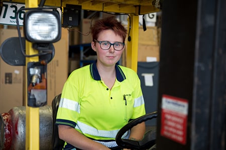 worker on a forklift through NOVA Employment